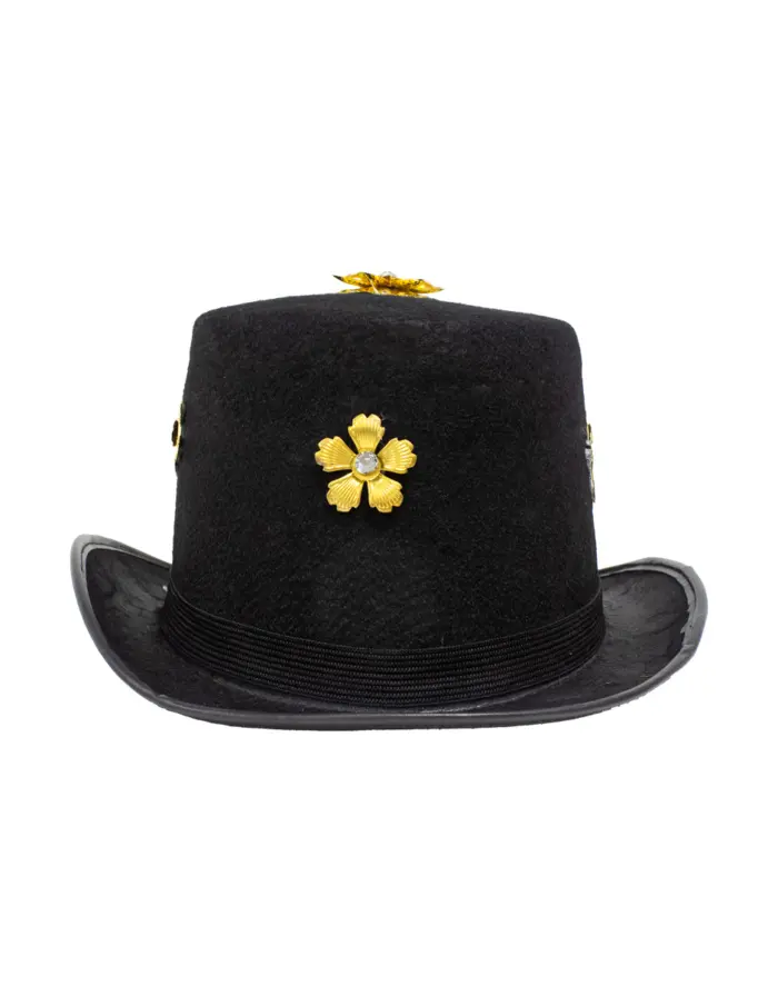 Sombrero negro con detalles dorado y lentes - Image 5