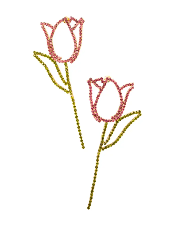 Juego de collar y aretes diseño rosa con flor dorados de 8x41x1cm - Image 3