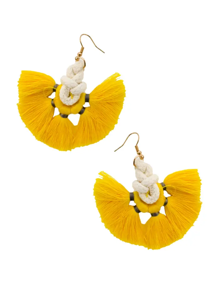 Juego de collar y aretes diseño hilos amarillos de  8x51x1cm - Image 3