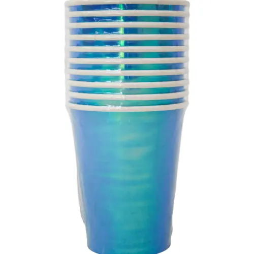Paquete de 10 piezas de vaso desechable azul nacarado de 7x9cm
