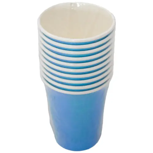 Paquete de 10 piezas de vaso desechable azul nacarado de 7x9cm