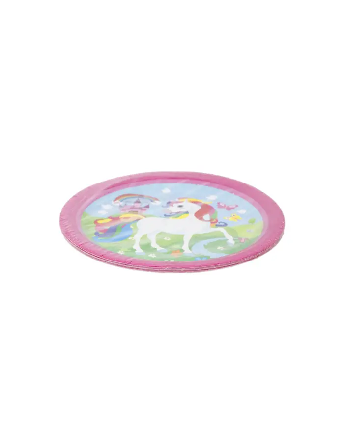 Paquete de 10 piezas de plato desechable diseño unicornio de 18cm - Image 2