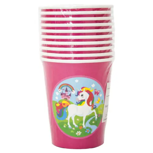 Paquete de 10 piezas de vaso desechable diseño unicornio de 7x9cm