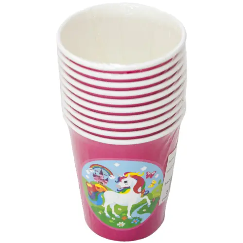 Paquete de 10 piezas de vaso desechable diseño unicornio de 7x9cm