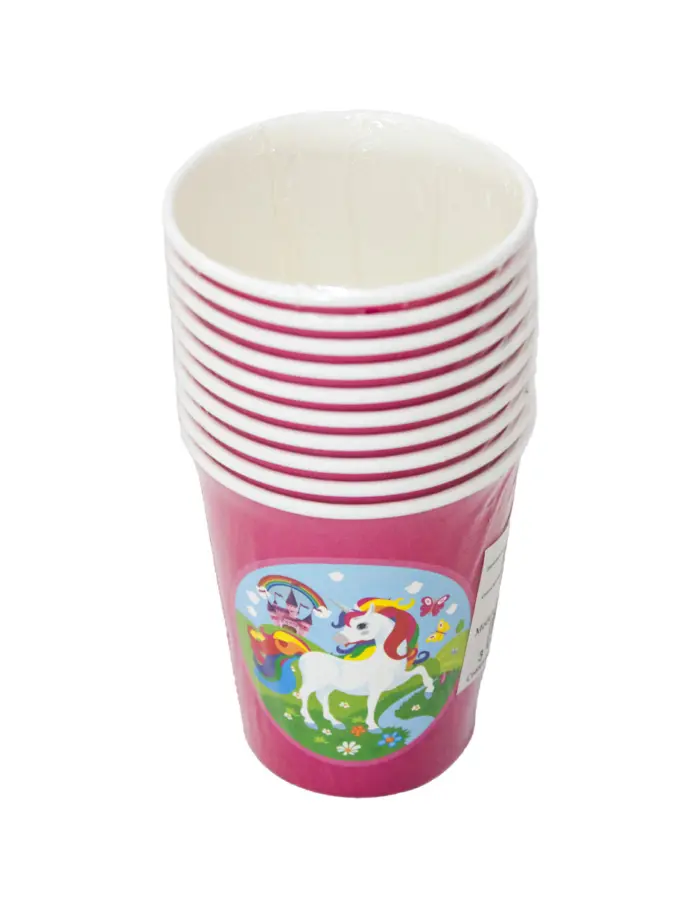 Paquete de 10 piezas de vaso desechable diseño unicornio de 7x9cm - Image 2