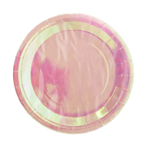 Paquete de 10 piezas de plato desechable rosa nacarado de 23cm