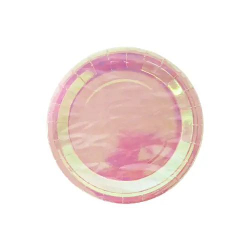 Paquete de 10 piezas de plato desechable rosa nacarado de 18cm
