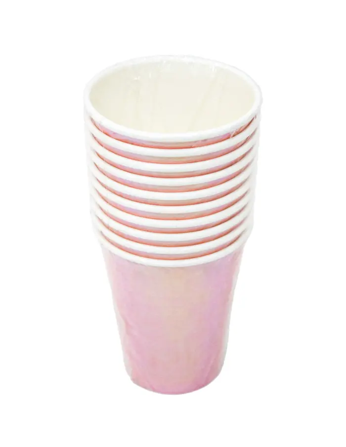 Paquete de 10 piezas de vaso desechable rosa nacarado de 7x9cm - Image 2