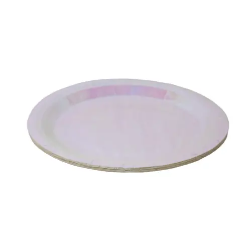 Paquete de 10 piezas de plato desechable blanco nacarado de 23cm