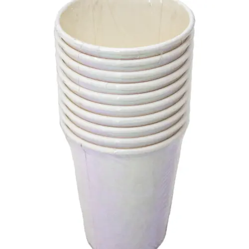 Paquete de 10 piezas de vaso desechable blanco nacarado de 7x9cm