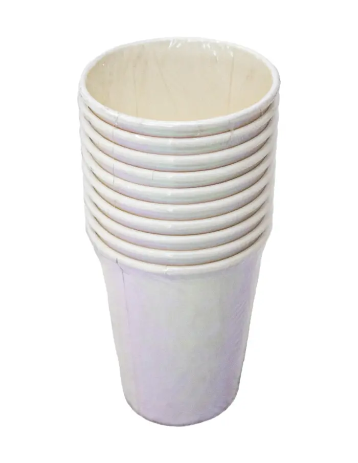 Paquete de 10 piezas de vaso desechable blanco nacarado de 7x9cm - Image 2