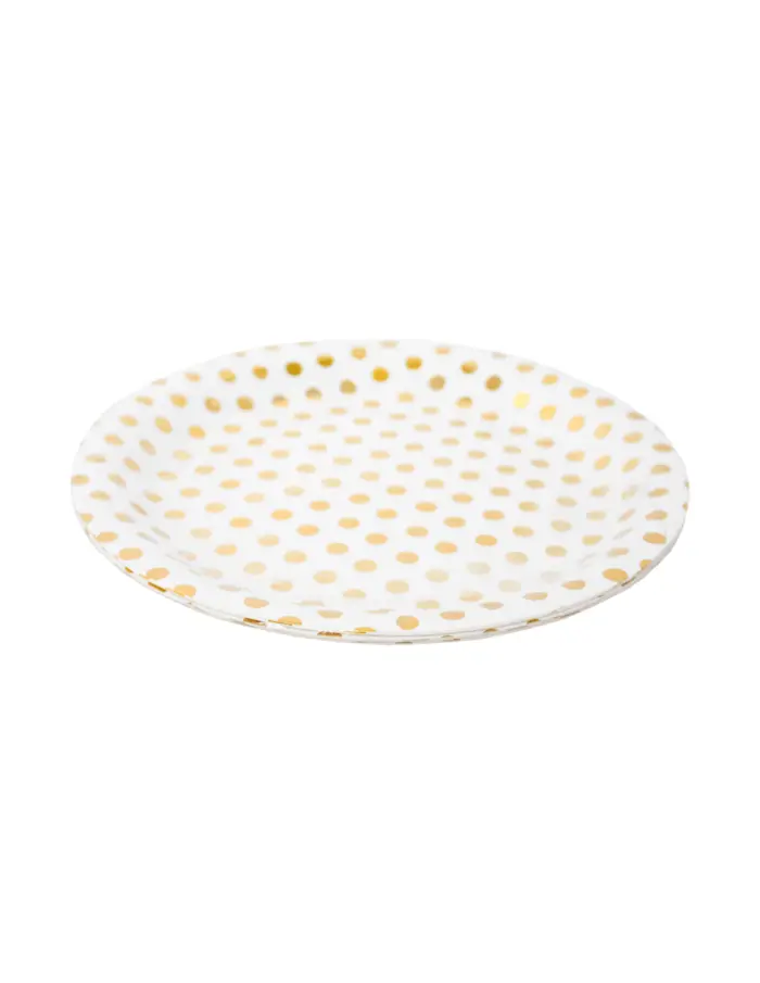 Paquete de 10 piezas de plato desechable blanco con puntos dorados de 23cm - Image 2