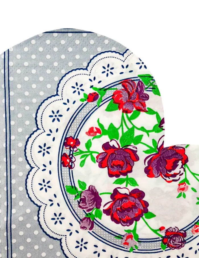 Paquete de servilletas de papel diseño corazon gris con rosa con 20 piezas - Image 2