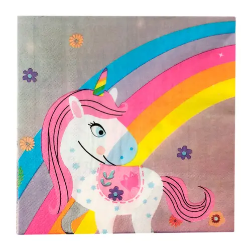 Paquete de servilletas de papel diseño arcoíris con 20 piezas de 33x33cm