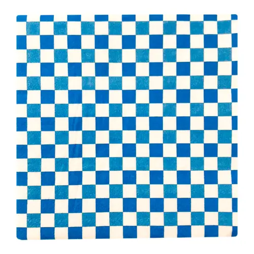 Paquete de servilletas de papel a cuadros blancos con azul con 20 piezas de 33x33cm