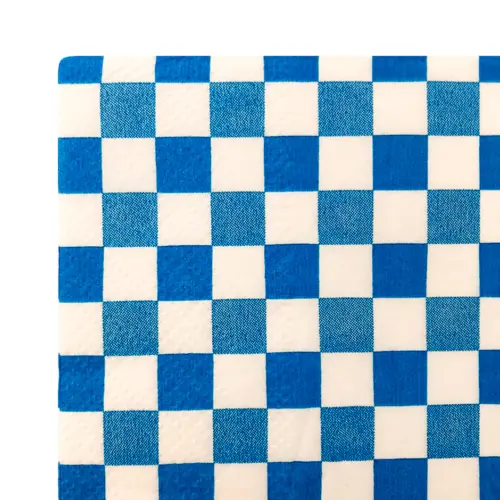 Paquete de servilletas de papel a cuadros blancos con azul con 20 piezas de 33x33cm