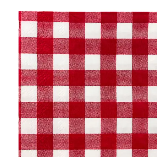 Paquete de servilletas de papel a cuadros blancos con rojo con 20 piezas de 33x33cm