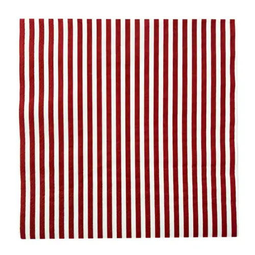 Paquete de servilletas de papel a rayas blancas con rojo con 20 piezas de 33x33cm
