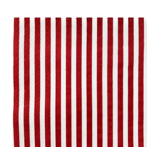 Paquete de servilletas de papel a rayas blancas con rojo con 20 piezas de 33x33cm