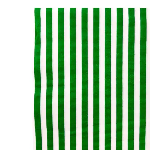 Paquete de servilletas de papael a rayas  blancas con verde con 20 piezas de 33x33cm
