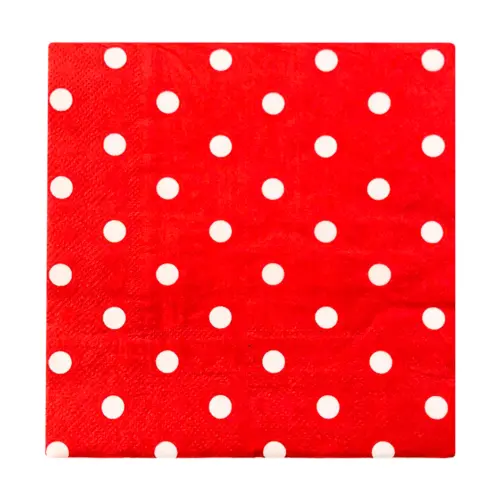 Paquete de servilletas de papel roja con puntos blancos con 20 piezas de 33x33cm