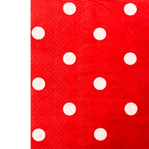 Paquete de servilletas de papel roja con puntos blancos con 20 piezas de 33x33cm