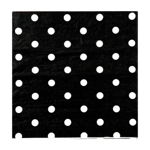 Paquete de servilletas de papel negra con puntos blancos con 20 piezas de 33x33cm