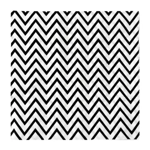 Paquete de servilletas de papel blanca con rayas zigzag negras con 20 piezas de 33x33cm