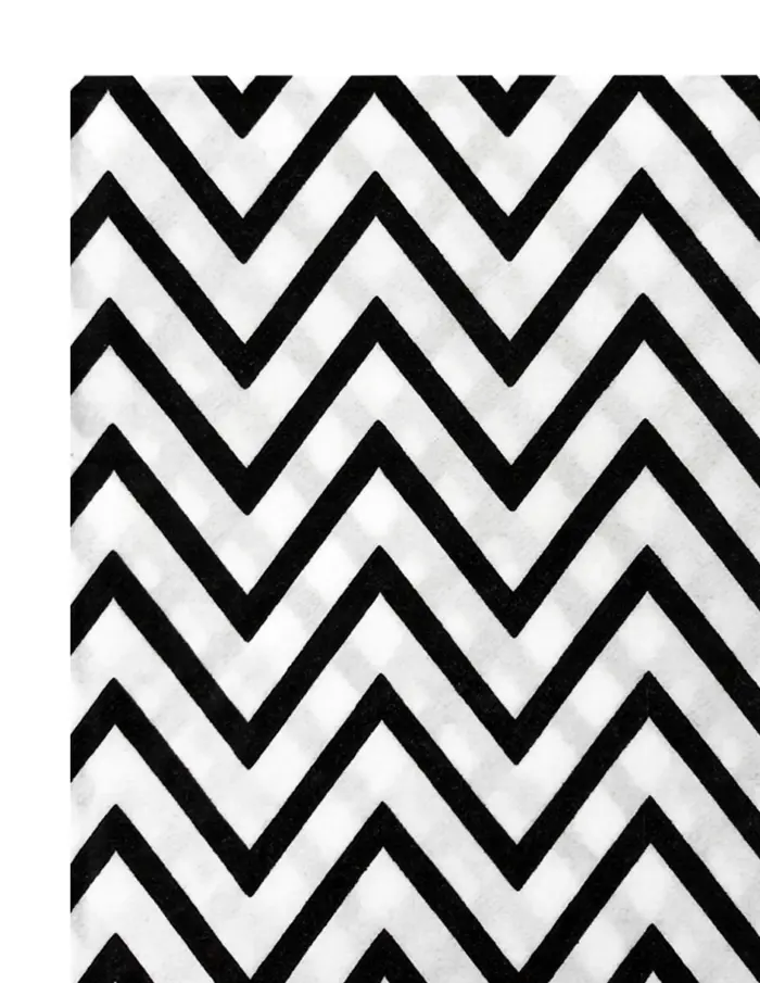 Paquete de servilletas de papel blanca con rayas zigzag negras con 20 piezas de 33x33cm - Image 2