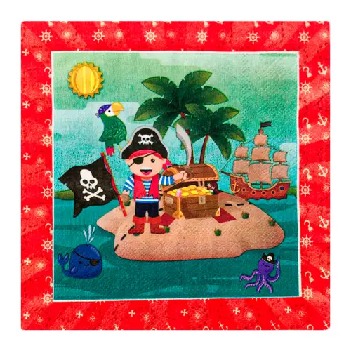 Paquete de servilletas de papel de niño pirata con 20 piezas de 33x33cm