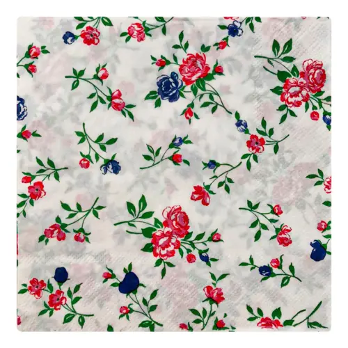 Paquete de servilletas de papel blanca con rosas con 20 piezas de 33x33cm