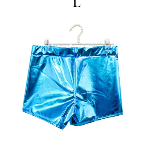Short metálico azul talla L de 36x32x0.1cm