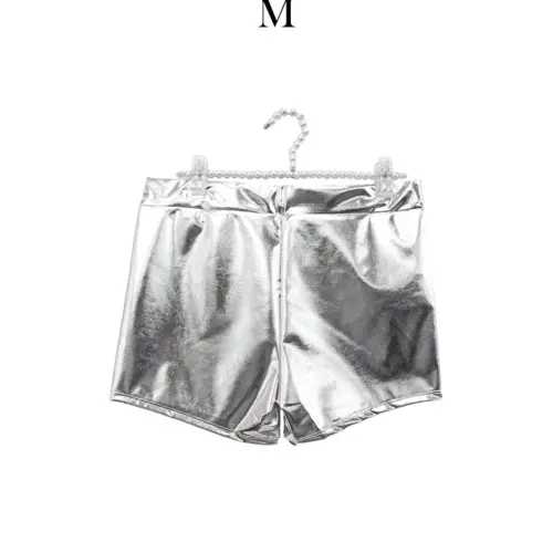 Short metálico plateado talla M de 34x32x0.1cm