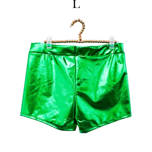 Short metálico verde talla L de 36x32x0.1cm
