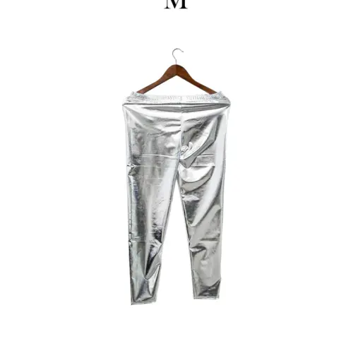 Pantalón metálico plateado talla M de 34x92x0.1cm