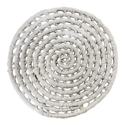 Mantel individual redondo gris tejido de papel de 0.1x38x0.1cm