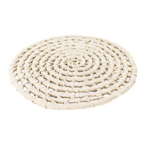 Mantel individual redondo beige tejido de papel de 0.1x38x0.1cm