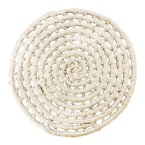 Mantel individual redondo beige tejido de papel de 0.1x38x0.1cm