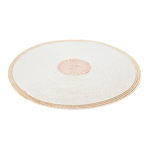 Mantel individual redondo beige con circulo cobre de 0.1x38x0.1cm