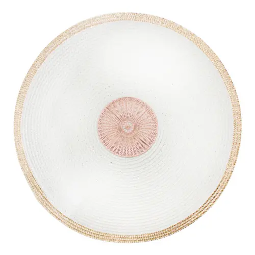 Mantel individual redondo beige con circulo cobre de 0.1x38x0.1cm