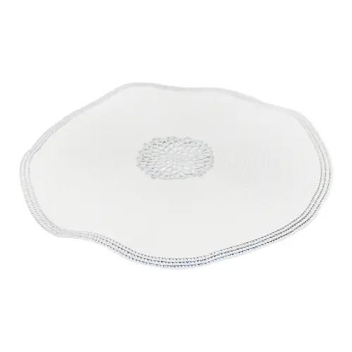 Mantel individual redondo blanco con círculo calado plata de 0.1x38x0.1cm