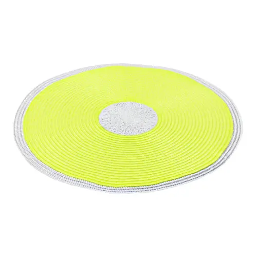 Mantel individual redondo verde con circulo plateado de 0.1x38x0.1cm