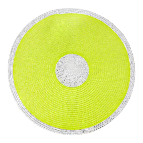 Mantel individual redondo verde con circulo plateado de 0.1x38x0.1cm