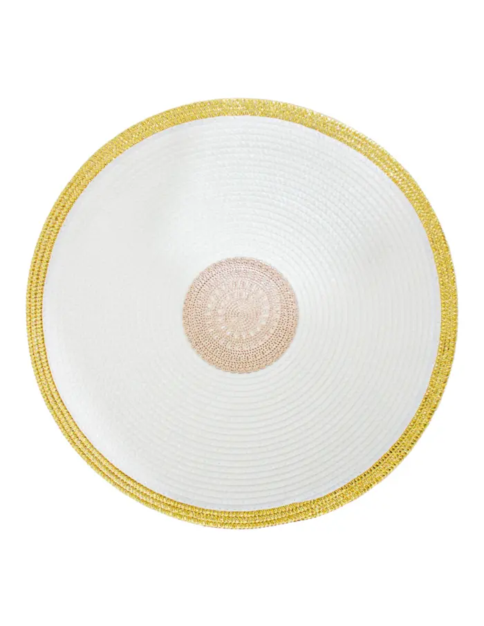 Mantel individual redondo blanco con círculo dorado de 0.1x38x0.1cm - Image 2