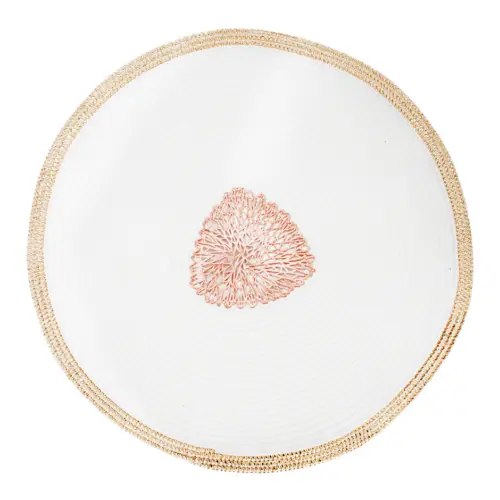 Mantel individual redondo blanco con circulo cobre de 0.1x38x0.1cm