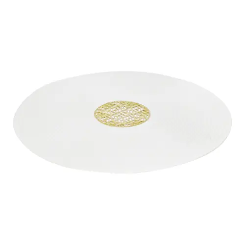Mantel individual redondo blanco con circulo calado cobre de 0.1x38x0.1cm