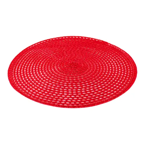 Mantel individual redondo rojo con plata de 0.1x38x0.1cm