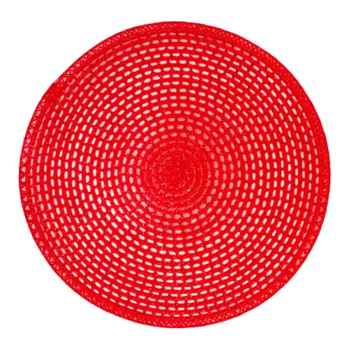 Mantel individual redondo rojo con plata de 0.1x38x0.1cm