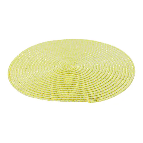 Mantel individual redondo amarillo con plata de 0.1x38x0.1cm