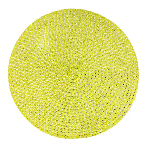 Mantel individual redondo amarillo con plata de 0.1x38x0.1cm